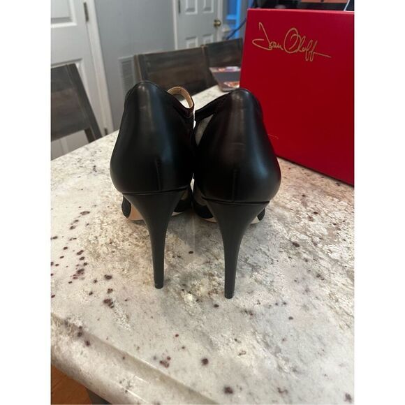Joan Oloff Rebecca Black Leather & Mesh Ankle Strap Perfect Heel NIB Formal - Picture 4 of 8